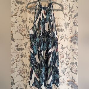 Shein Leaf Print Halter A Line Dress